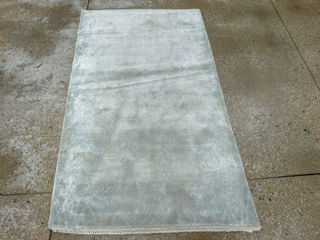 Modern Tibetan Silk Throw Rug, No.33782 - Gss