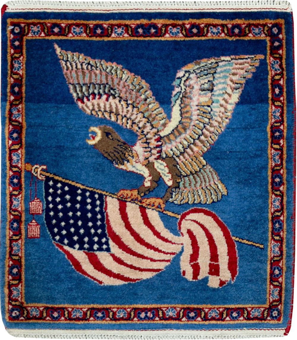 Modern Pakistan in Style of Kashan Pictorial Flag Rug, No.33784 - Gss