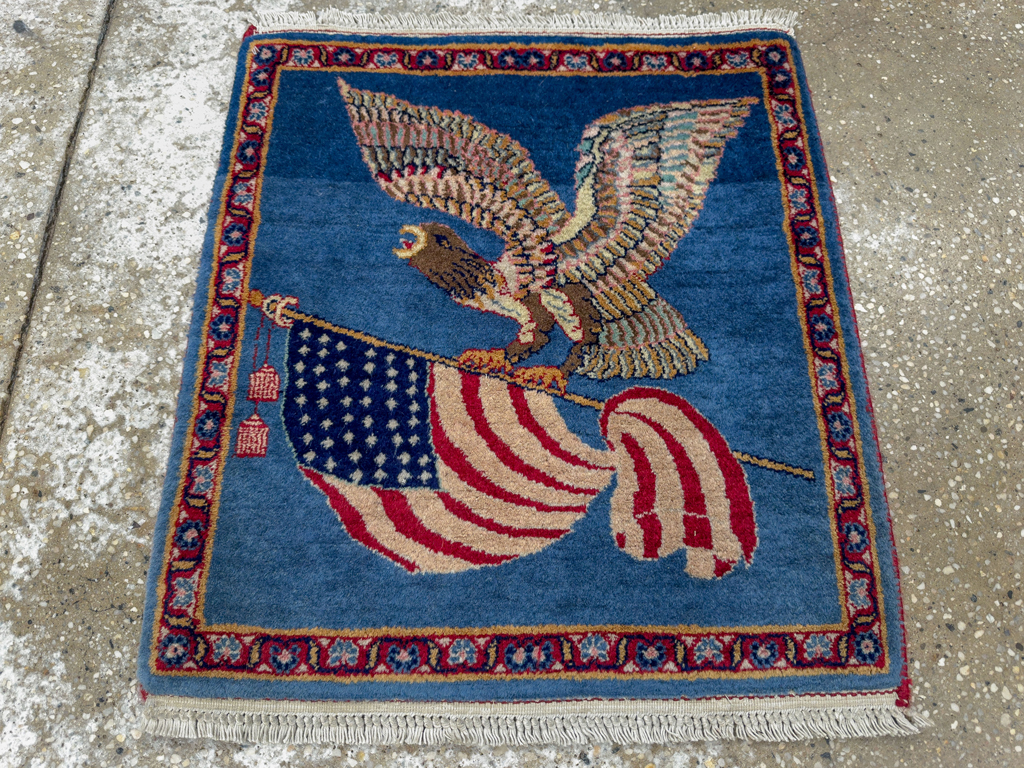 Modern Pakistan in Style of Kashan Pictorial Flag Rug, No.33784 - Gss