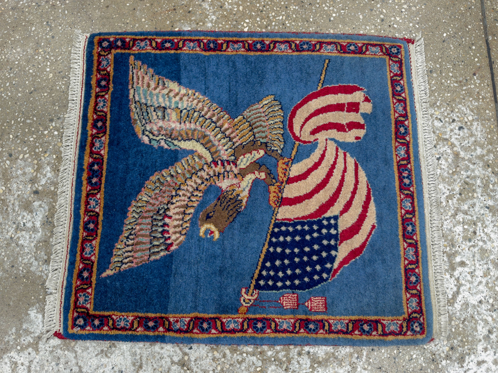 Modern Pakistan in Style of Kashan Pictorial Flag Rug, No.33784 - Gss