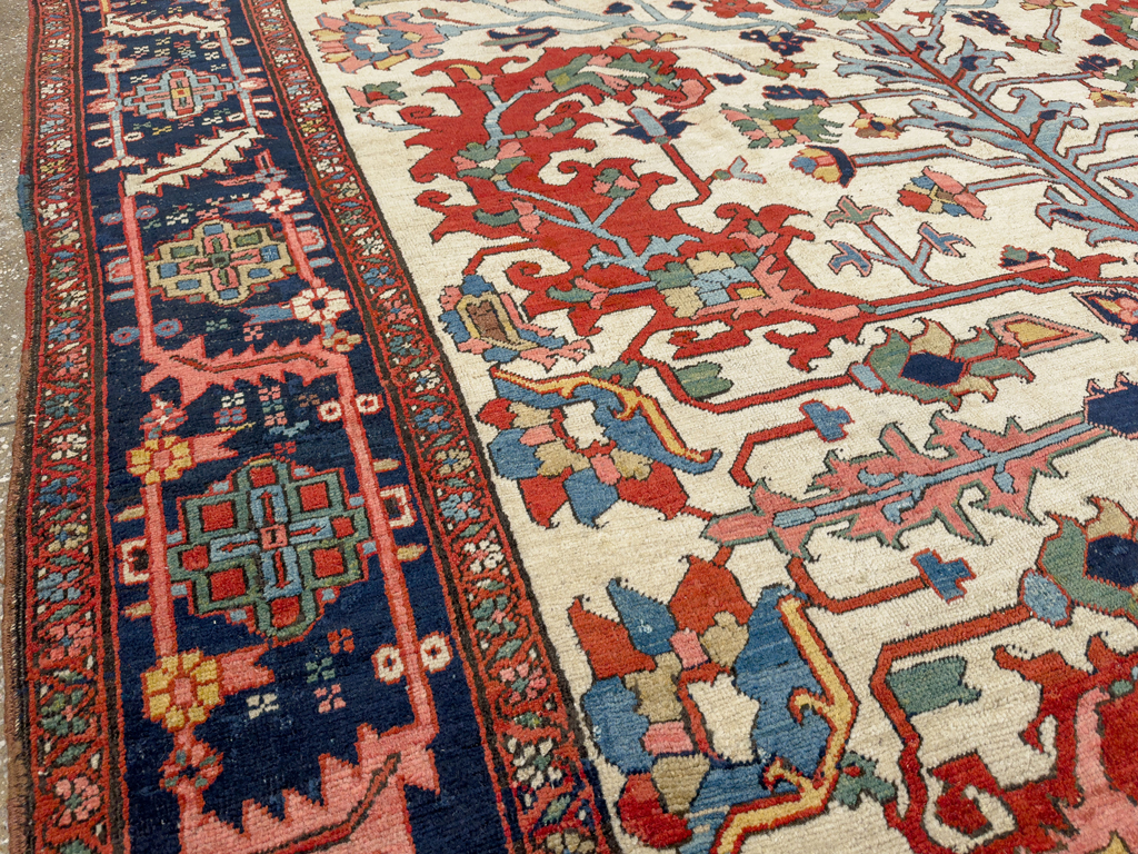 Antique Persian Heriz Room Size Carpet, No.33787 - Gss