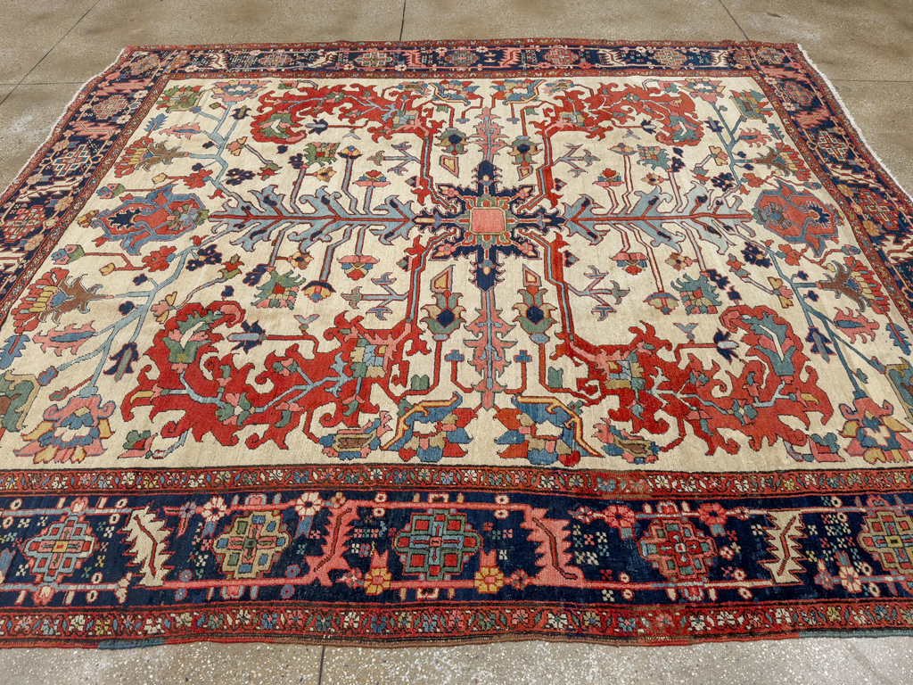 Antique Persian Heriz Room Size Carpet, No.33787 - Gss