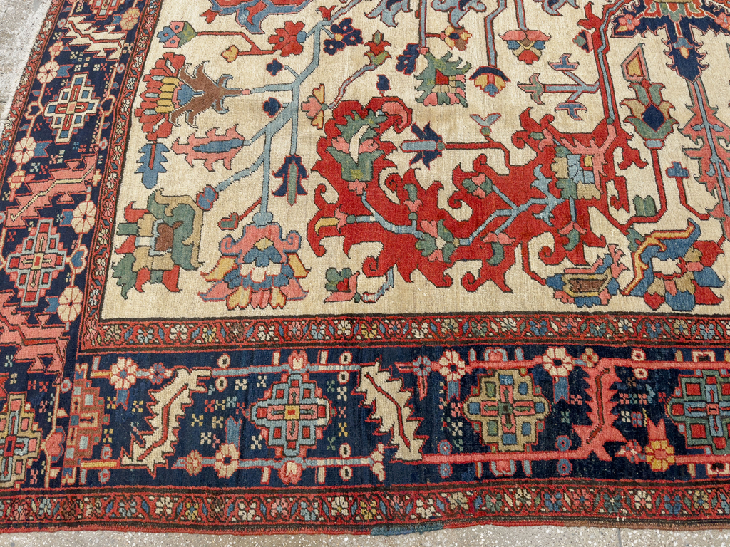 Antique Persian Heriz Room Size Carpet, No.33787 - Gss