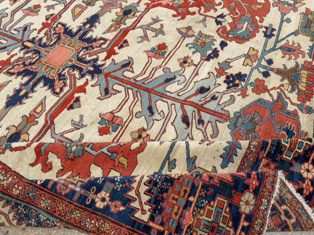Antique Persian Heriz Room Size Carpet, No.33787 - Gss