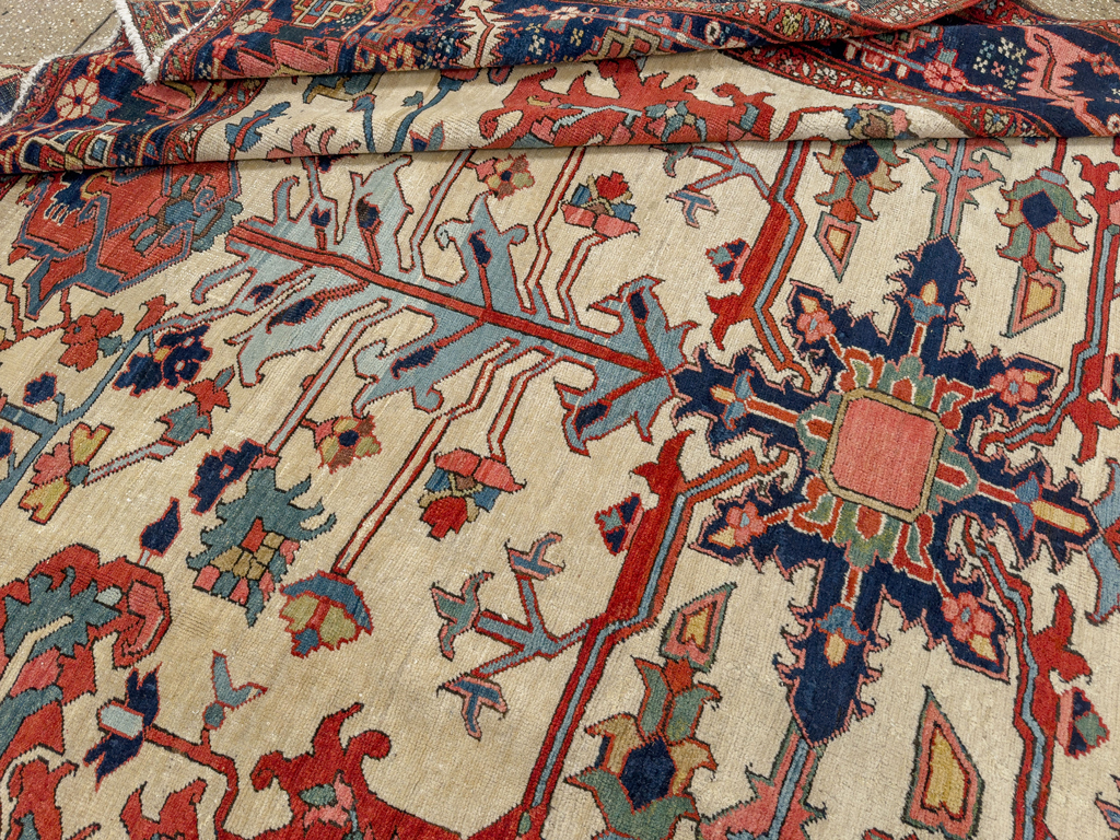 Antique Persian Heriz Room Size Carpet, No.33787 - Gss