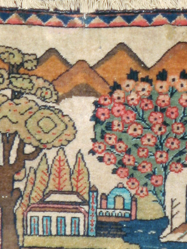 Antique Persian Kashan Pictorial Rug, No.8103 - Gss