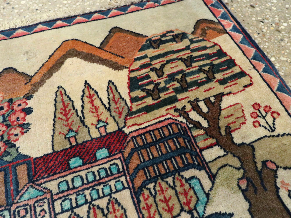 Antique Persian Kashan Pictorial Rug, No.8103 - Gss