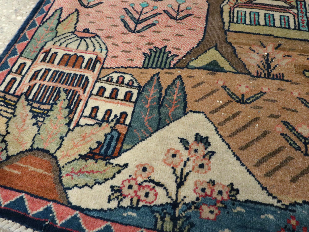 Antique Persian Kashan Pictorial Rug, No.8103 - Gss