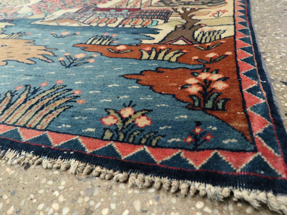 Antique Persian Kashan Pictorial Rug, No.8103 - Gss