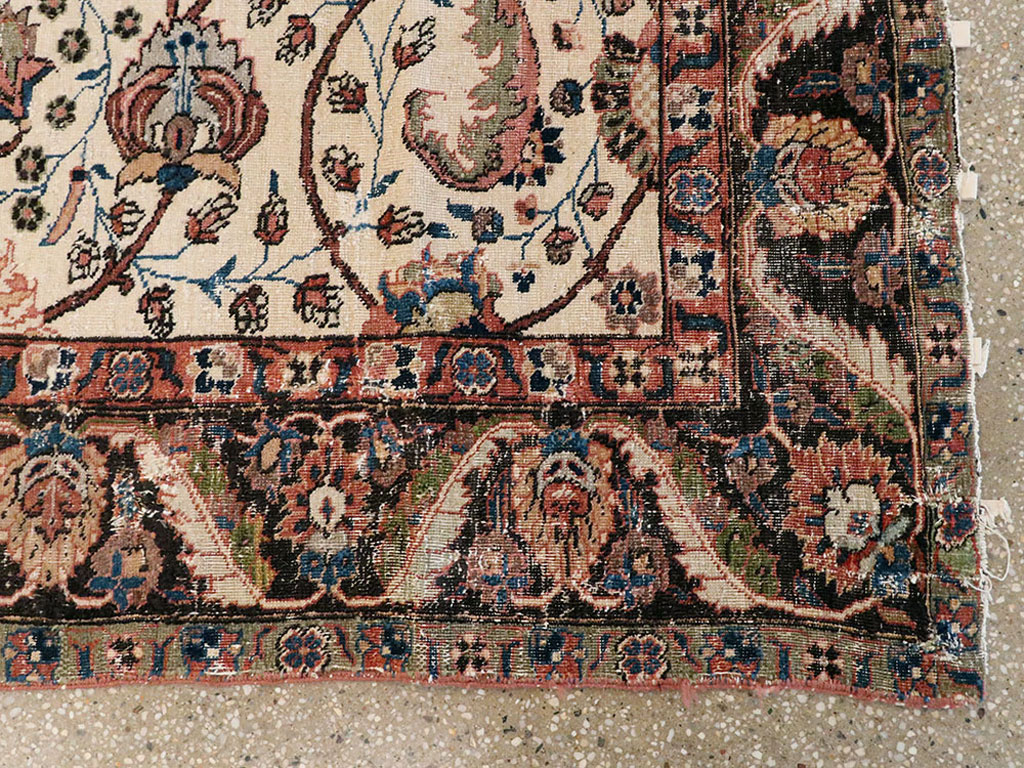 Antique Persian Tabriz Distressed Rug, No.8114 - Gss