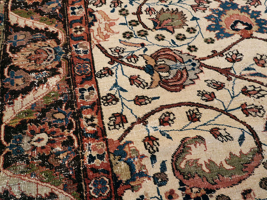 Antique Persian Tabriz Distressed Rug, No.8114 - Gss