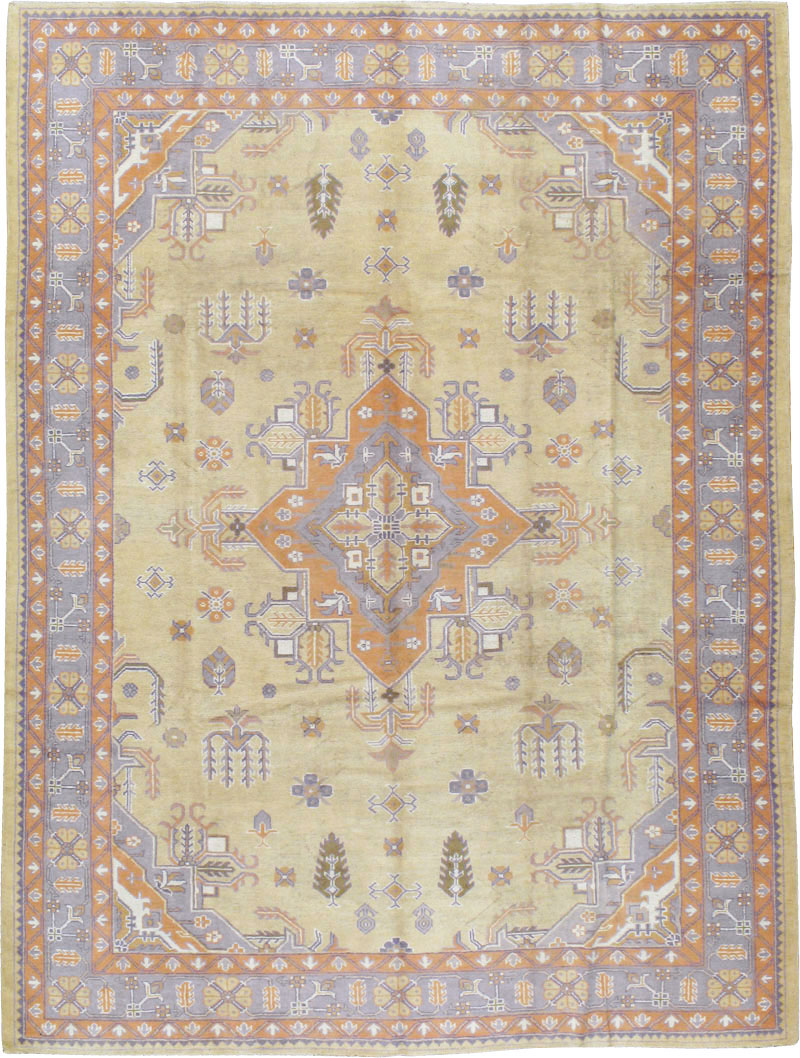 Vintage Turkish Oushak Room Size Carpet, No.8194 - Gss