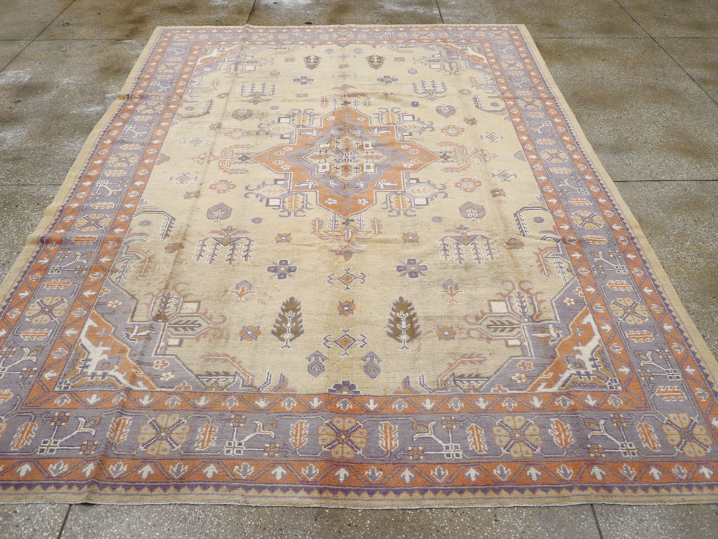 Vintage Turkish Oushak Room Size Carpet, No.8194 - Gss