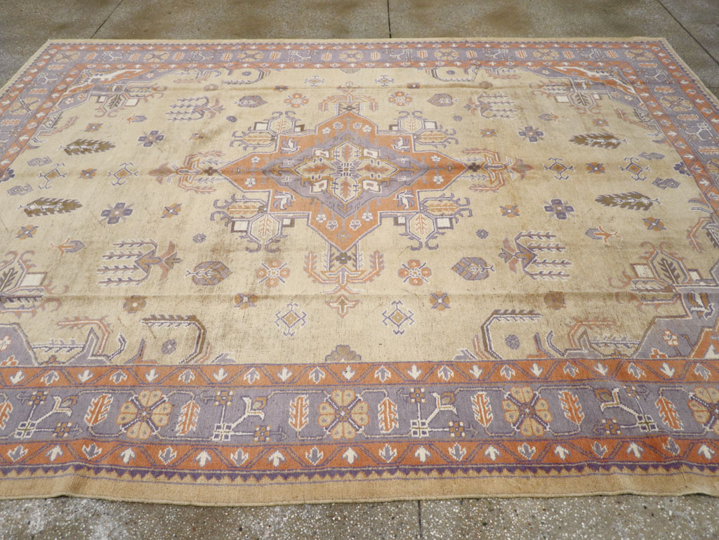 Vintage Turkish Oushak Room Size Carpet, No.8194 - Gss