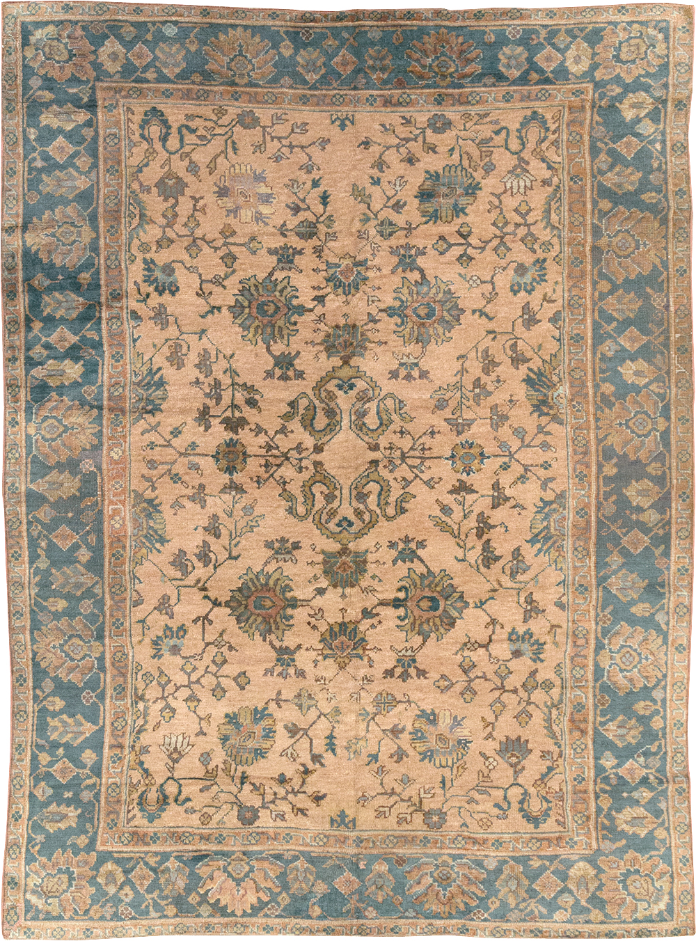 Vintage Turkish Oushak Room Size Carpet, No.8198 - Gss