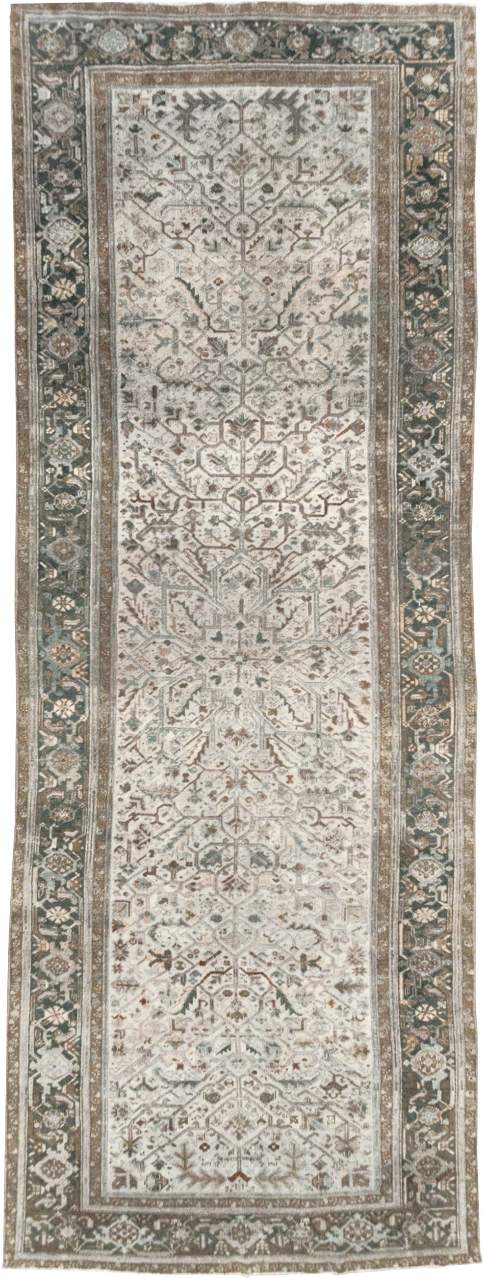 Vintage Persian Heriz Wide Gallery Runner, No.8246 - Gss