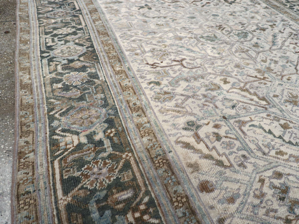 Vintage Persian Heriz Wide Gallery Runner, No.8246 - Gss