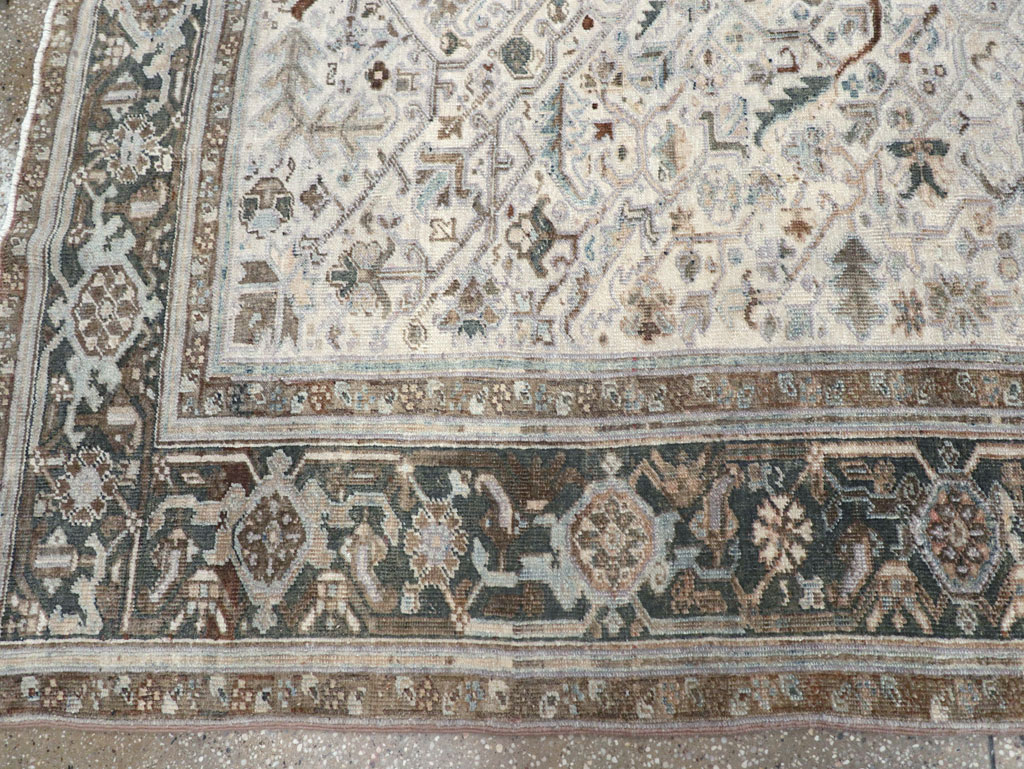 Vintage Persian Heriz Wide Gallery Runner, No.8246 - Gss