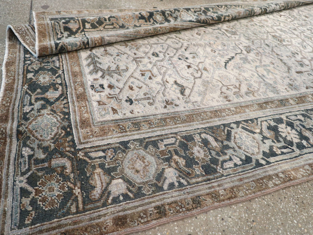 Vintage Persian Heriz Wide Gallery Runner, No.8246 - Gss