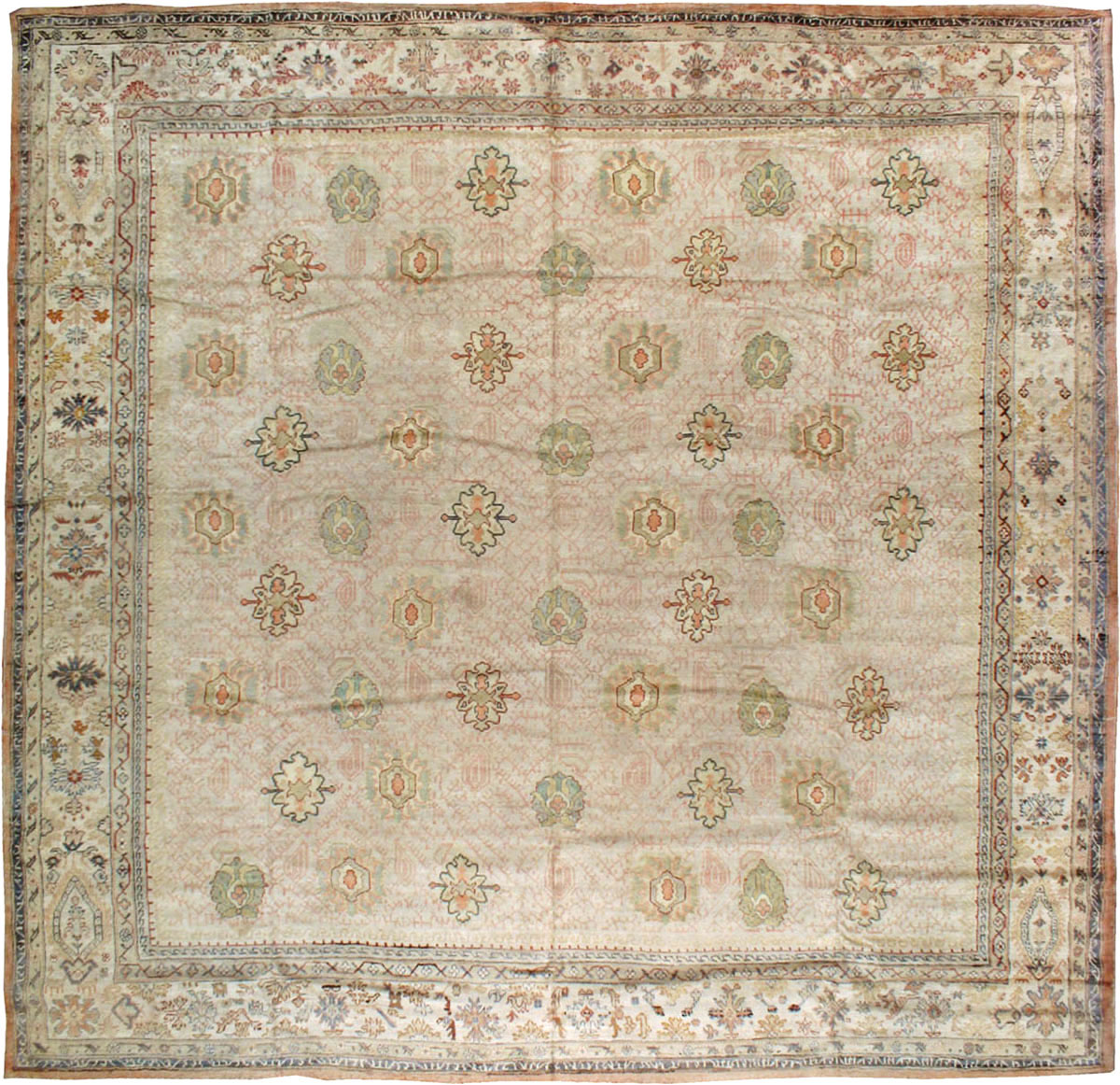 Antique Turkish Oushak Square Carpet, No.8268 - Gss
