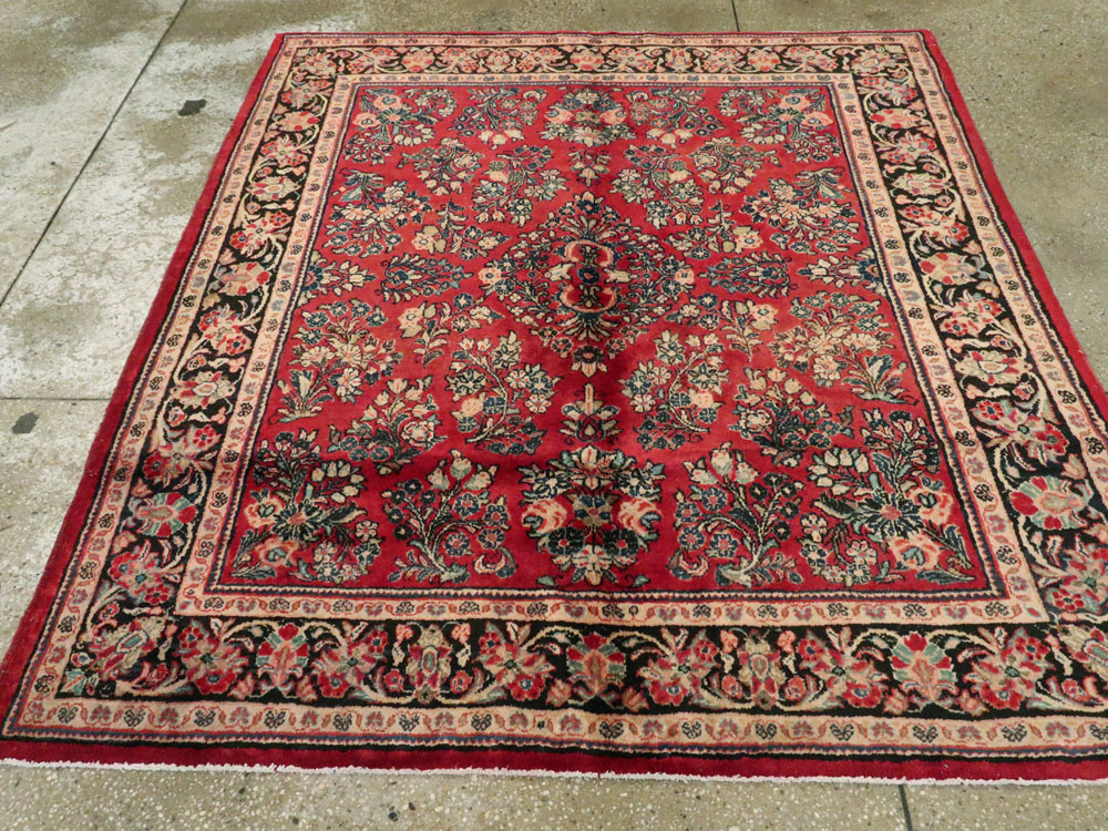 Vintage Persian Sarouk Square Rug, No.8457 - Gss