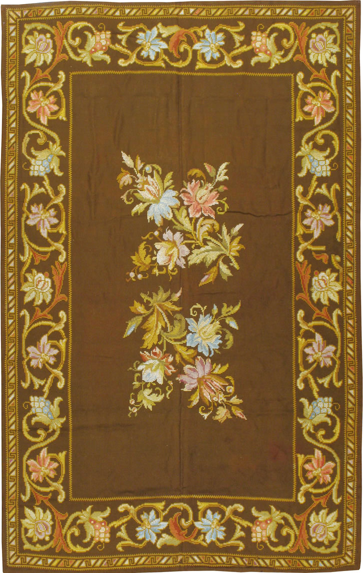 Vintage Ukrainian Needlepoint Accent Rug, No.8879 - Gss