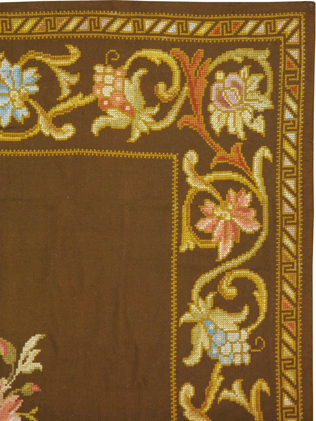 Vintage Ukrainian Needlepoint Accent Rug, No.8879 - Gss