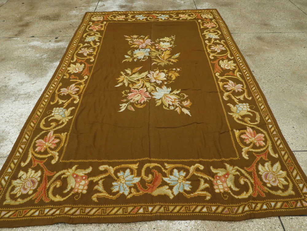 Vintage Ukrainian Needlepoint Accent Rug, No.8879 - Gss