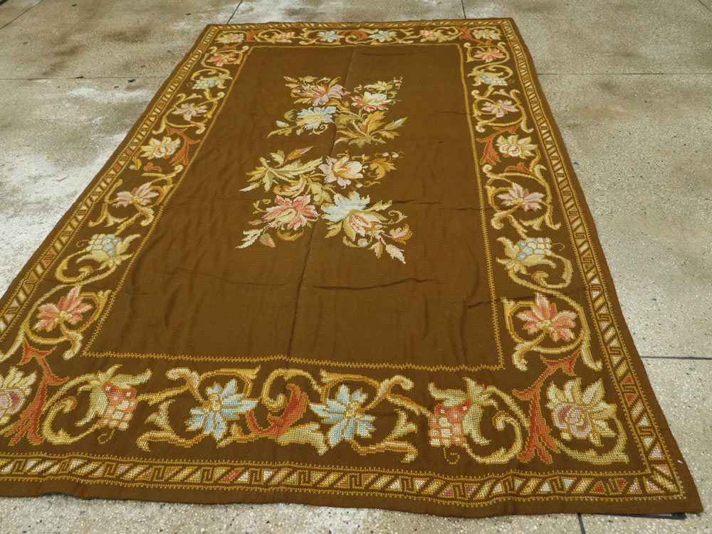 Vintage Ukrainian Needlepoint Accent Rug, No.8879 - Gss