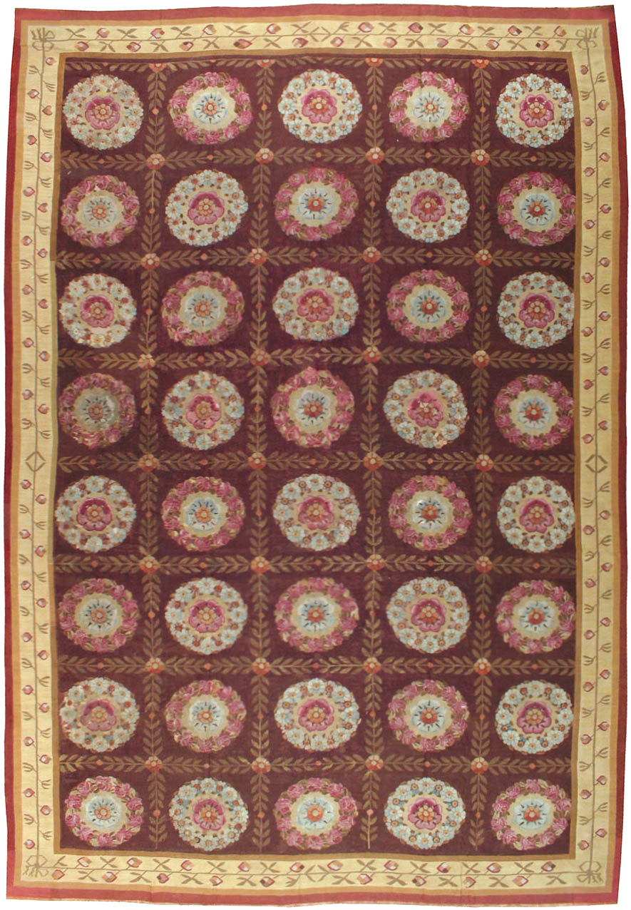 Antique French Flatweave Aubusson Large Carpet, No.8905 - Gss