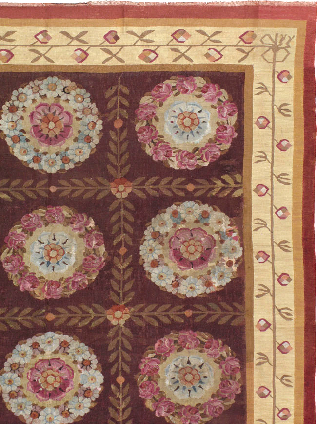 Antique French Flatweave Aubusson Large Carpet, No.8905 - Gss