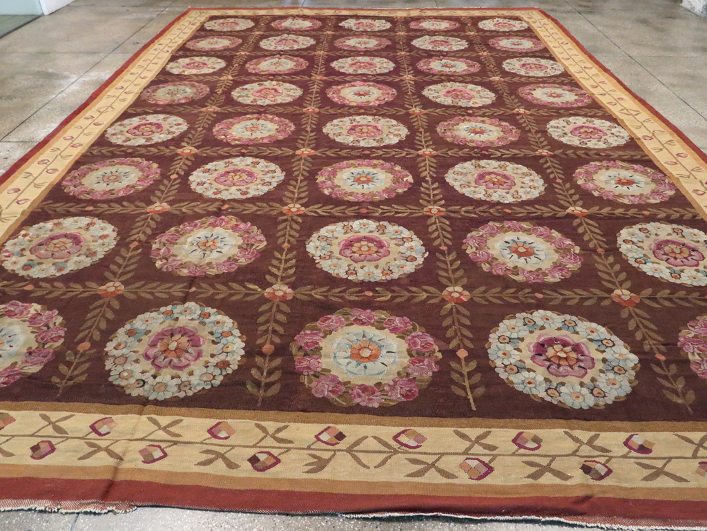 Antique French Flatweave Aubusson Large Carpet, No.8905 - Gss