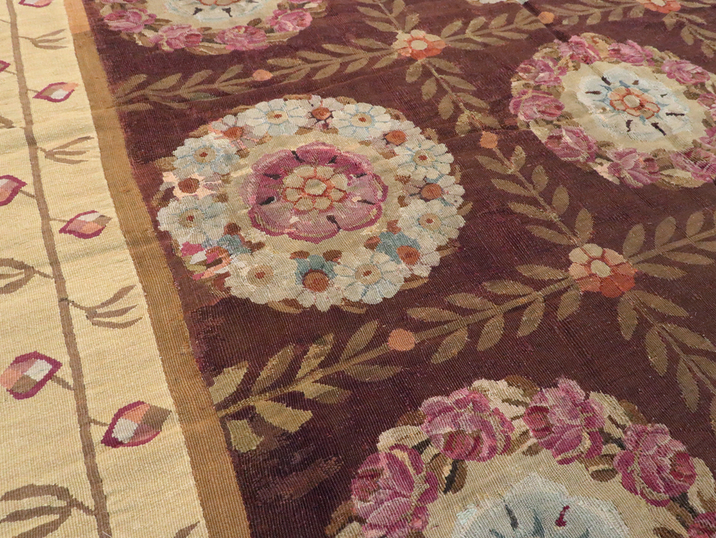 Antique French Flatweave Aubusson Large Carpet, No.8905 - Gss