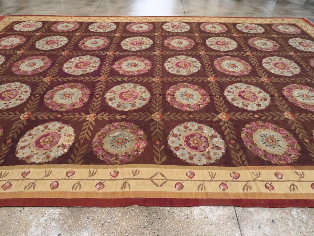 Antique French Flatweave Aubusson Large Carpet, No.8905 - Gss