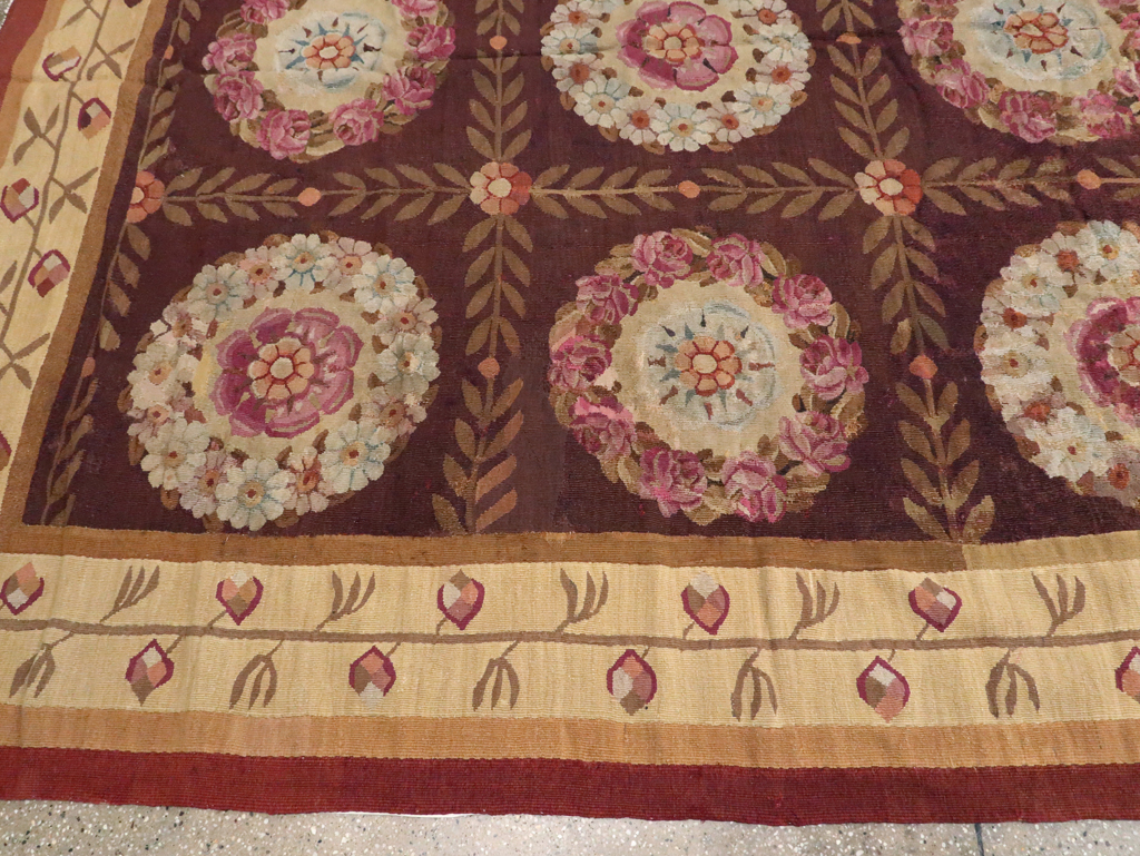 Antique French Flatweave Aubusson Large Carpet, No.8905 - Gss