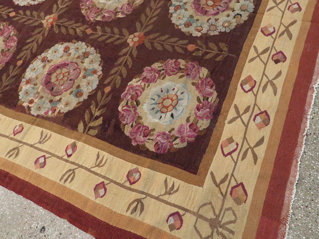 Antique French Flatweave Aubusson Large Carpet, No.8905 - Gss