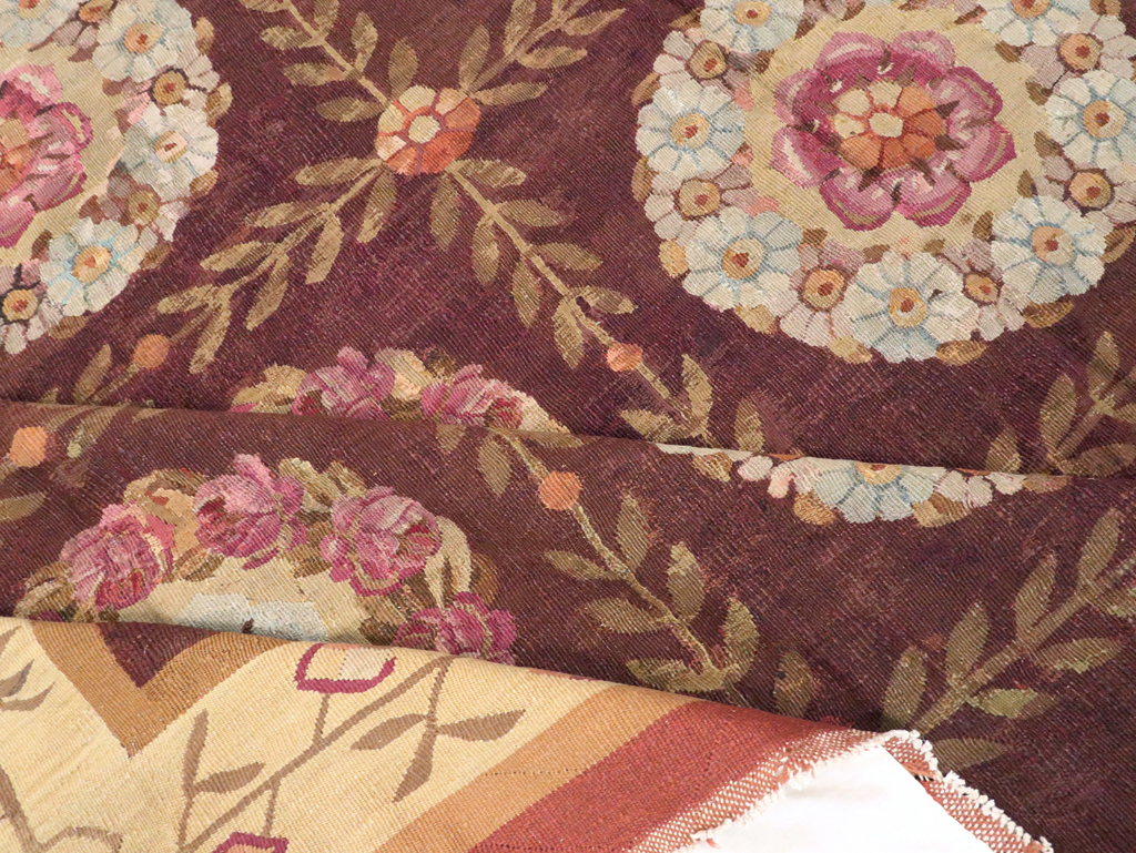 Antique French Flatweave Aubusson Large Carpet, No.8905 - Gss