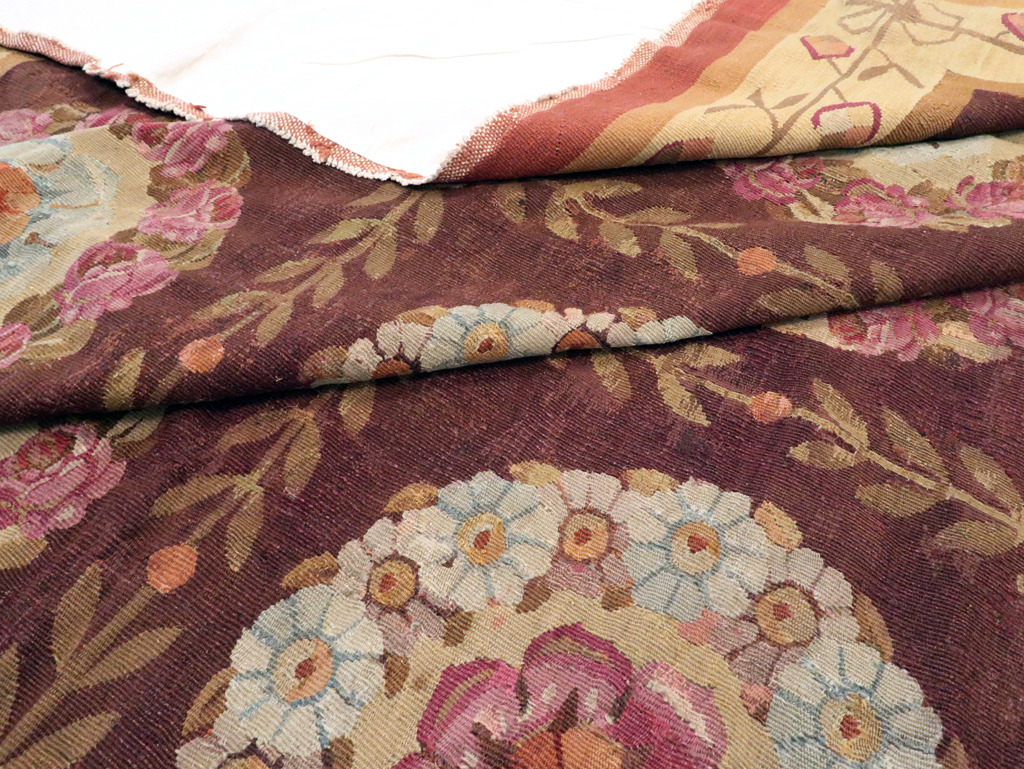 Antique French Flatweave Aubusson Large Carpet, No.8905 - Gss