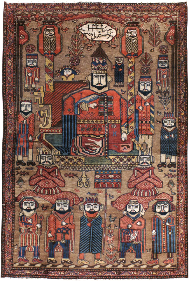 Antique Persian Malayer Pictorial Rug, No.8963 - Gss