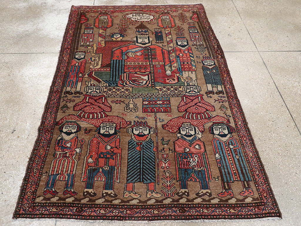 Antique Persian Malayer Pictorial Rug, No.8963 - Gss