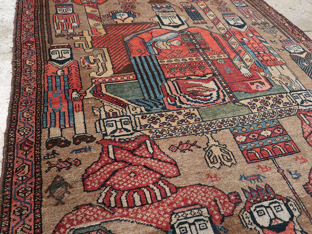 Antique Persian Malayer Pictorial Rug, No.8963 - Gss