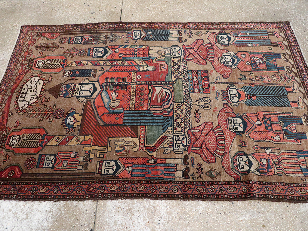 Antique Persian Malayer Pictorial Rug, No.8963 - Gss