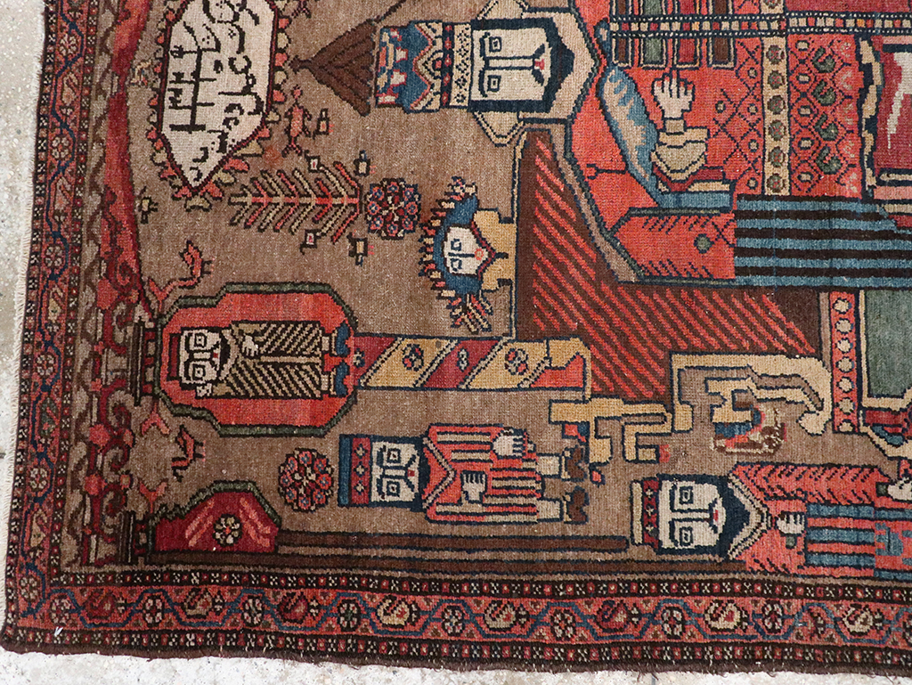 Antique Persian Malayer Pictorial Rug, No.8963 - Gss