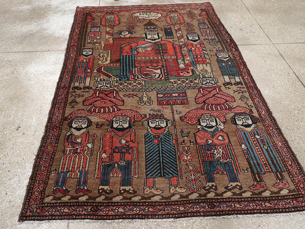 Antique Persian Malayer Pictorial Rug, No.8963 - Gss