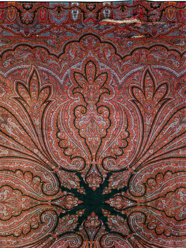 Vintage Jacquard Indian Textile Shawl, No.9021 - Gss