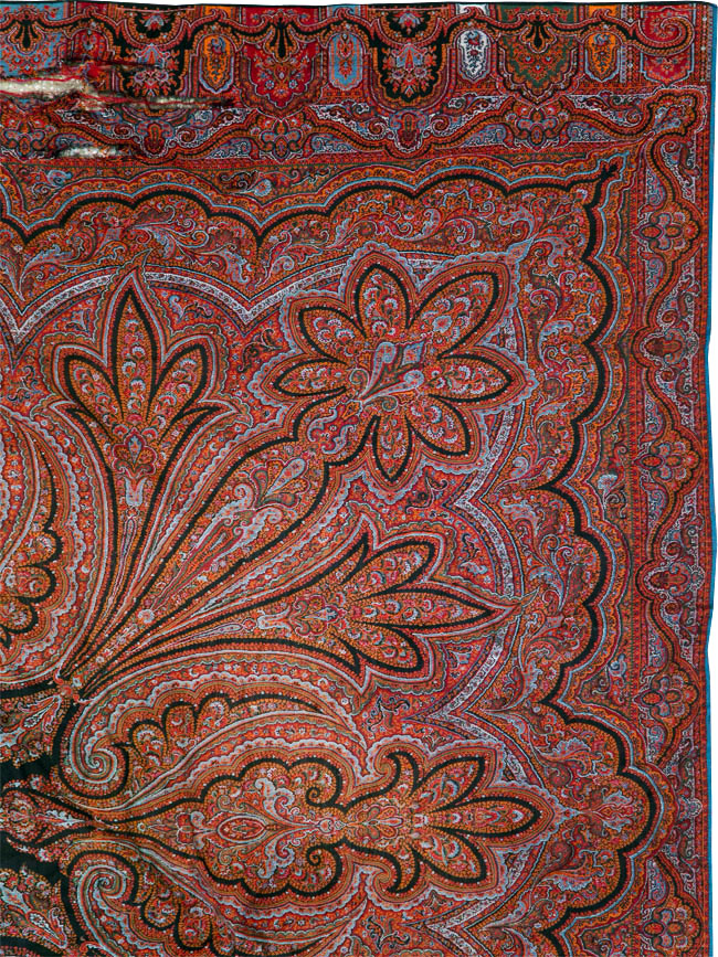 Vintage Jacquard Indian Textile Shawl, No.9021 - Gss