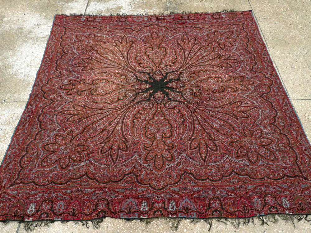 Vintage Jacquard Indian Textile Shawl, No.9021 - Gss