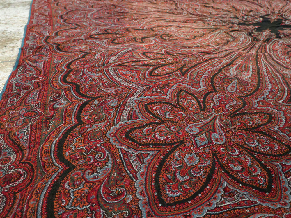 Vintage Jacquard Indian Textile Shawl, No.9021 - Gss