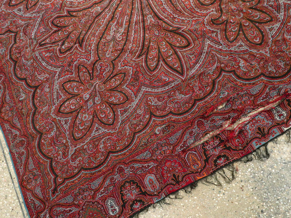 Vintage Jacquard Indian Textile Shawl, No.9021 - Gss