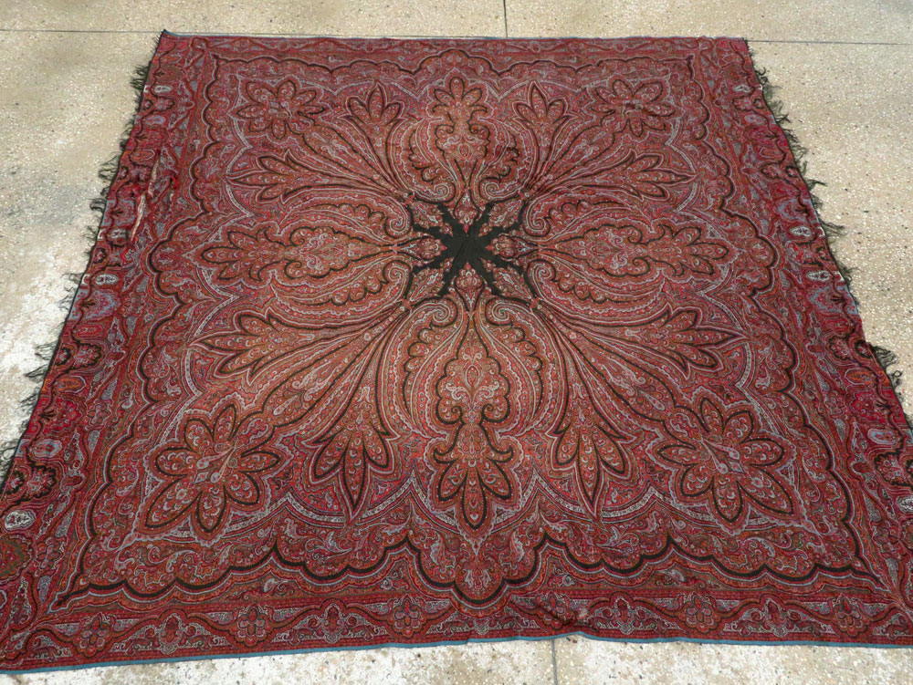 Vintage Jacquard Indian Textile Shawl, No.9021 - Gss